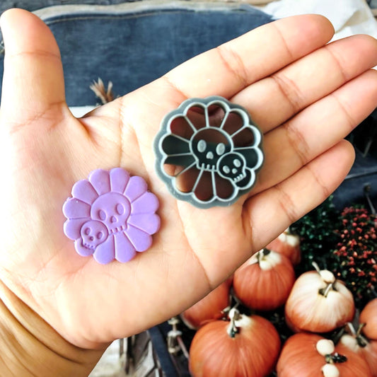 Flower with Skull A Halloween Clay cutter