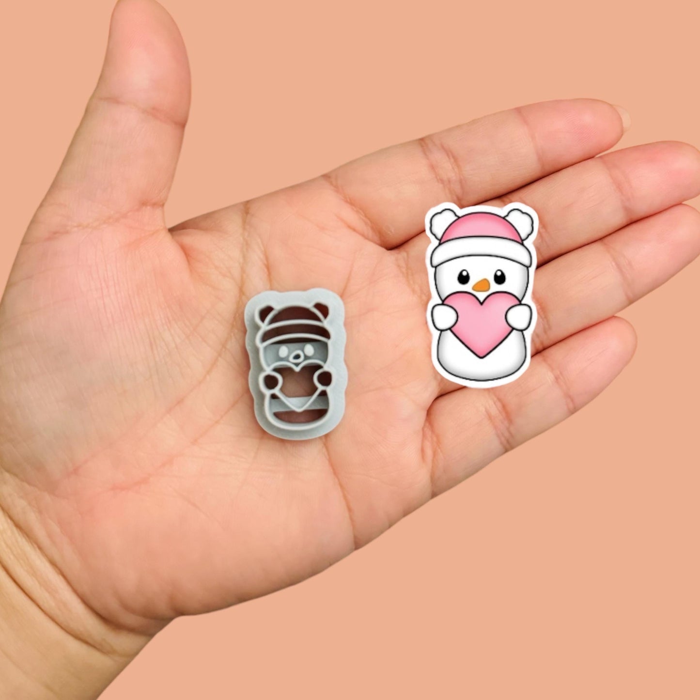 Christmas Cute snowman with heart    Clay cutter | Polymer clay
