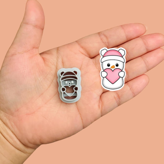 Christmas Cute snowman with heart    Clay cutter | Polymer clay