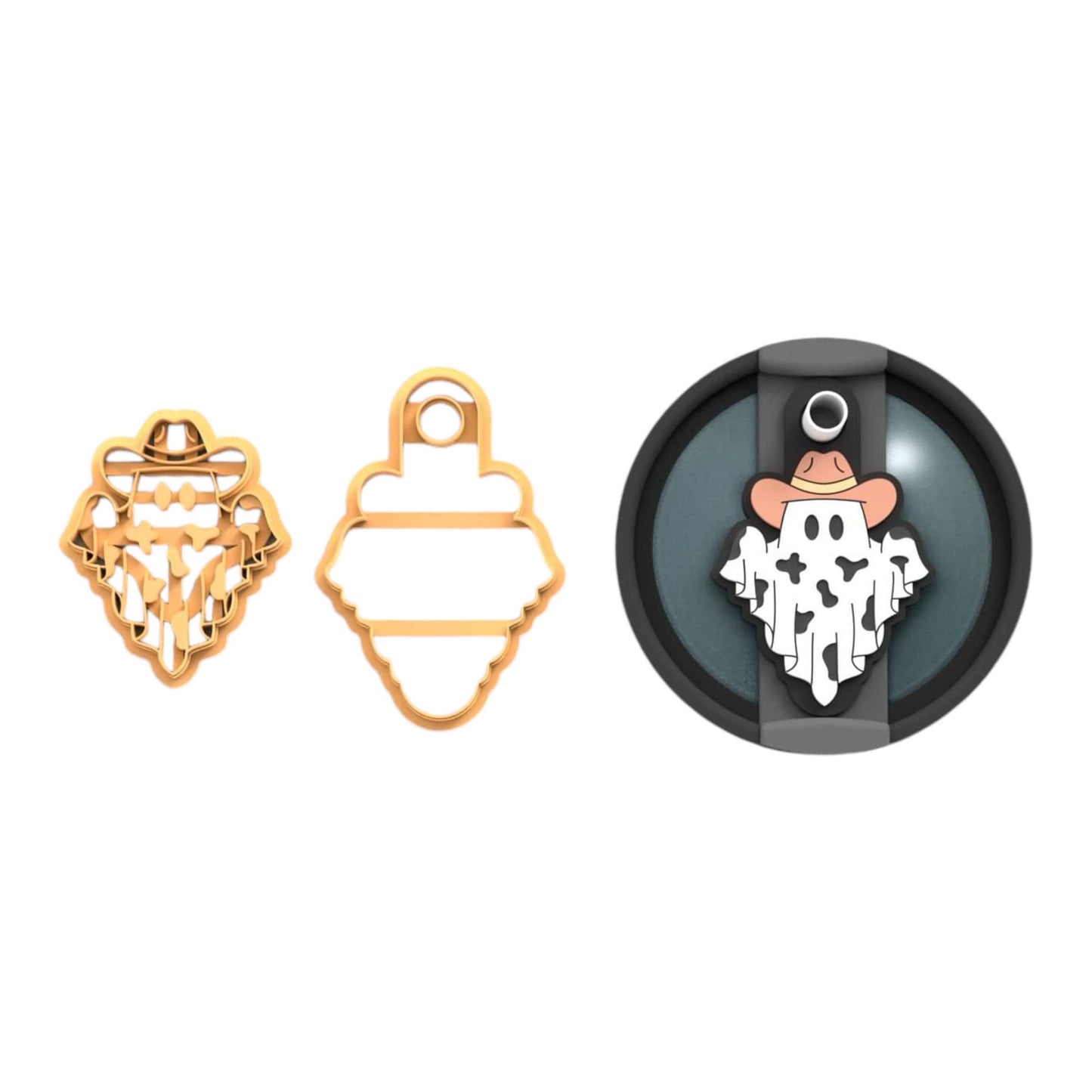 Ghost Cowboy Tumbler topper cutter | halloween clay cutter