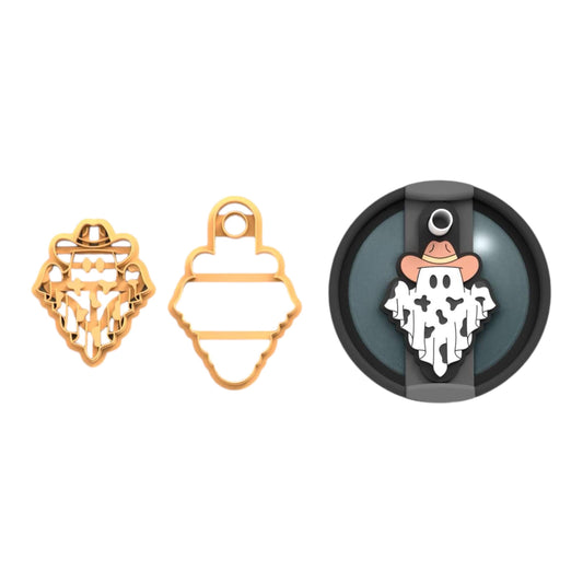Ghost Cowboy Tumbler topper cutter | halloween clay cutter