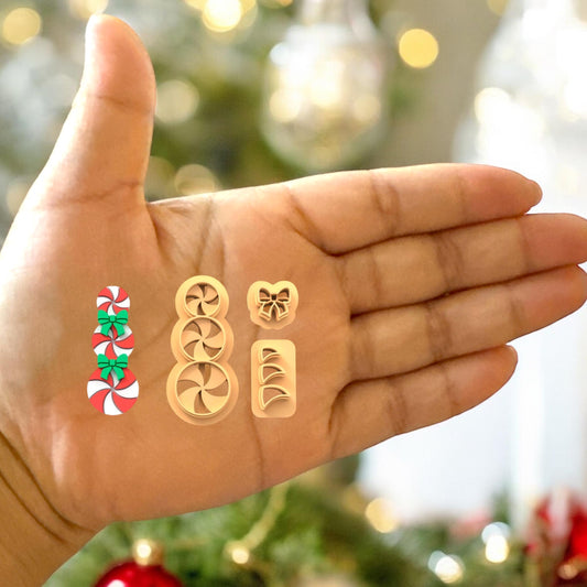 Christmas candy with ribbon Polymer clay cutter | Holiday cutter  | unique clay cutter