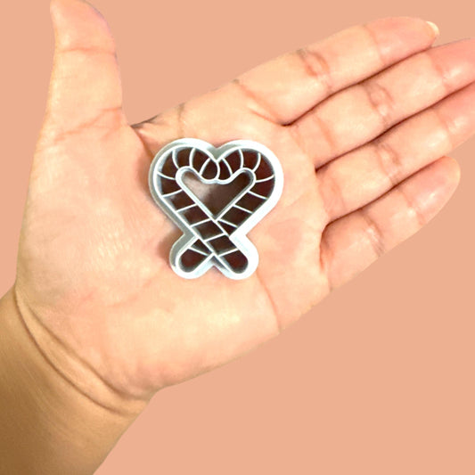 Candy Cane Heart Polymer clay cutter
