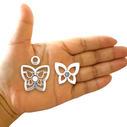 Butterfly Earring with precious Stone B Polymer Clay cutter