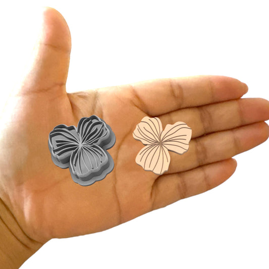 Organic 3petal with line Polymer clay cutter