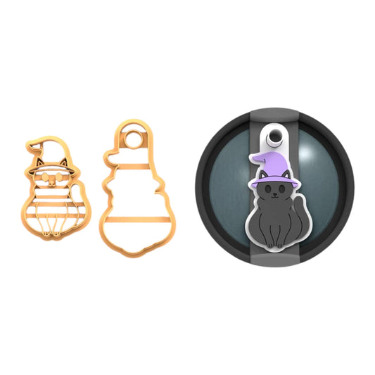 witch cat Tumbler topper cutter | halloween clay cutter