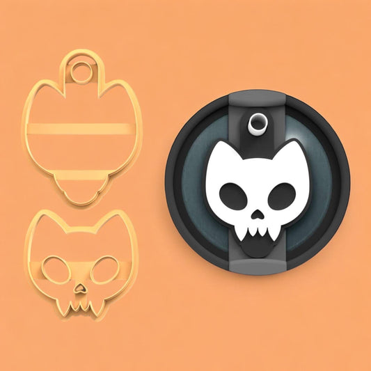 Skull Cat  Tumbler topper cutter | halloween clay cutter