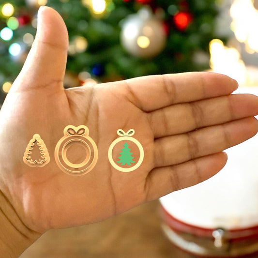 Christmas toy outline with tree  Polymer clay cutter | Holiday cutter  | unique clay cutter