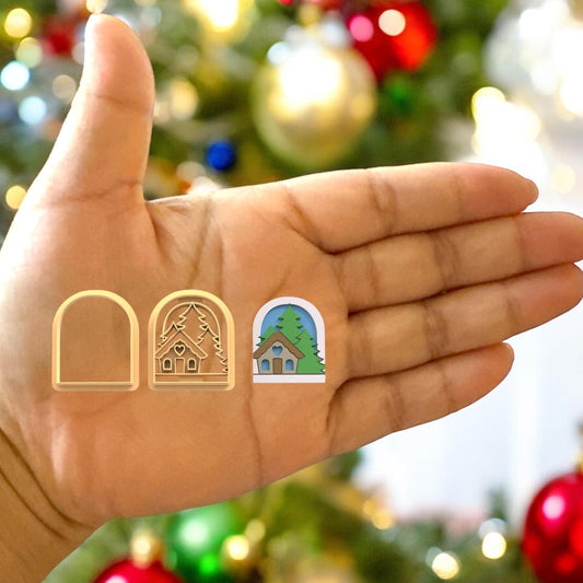 Christmas Winter Scene   Polymer clay cutter | Holiday cutter  | unique clay cutter