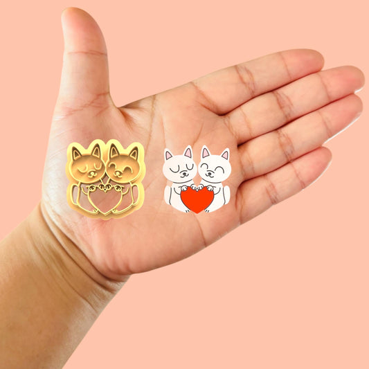 Valentines Cat in love   Polymer clay cutter