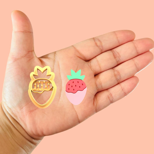 Strawberry dip in chocolate Polymer clay cutter