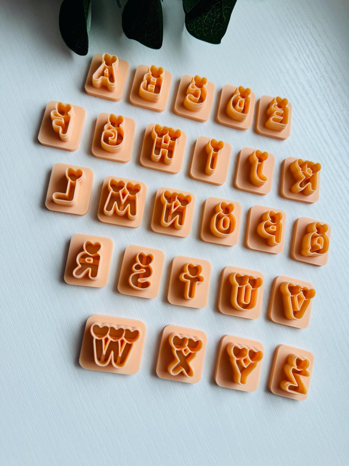 Valentines Alphabet with Hearts Polymer clay cutter