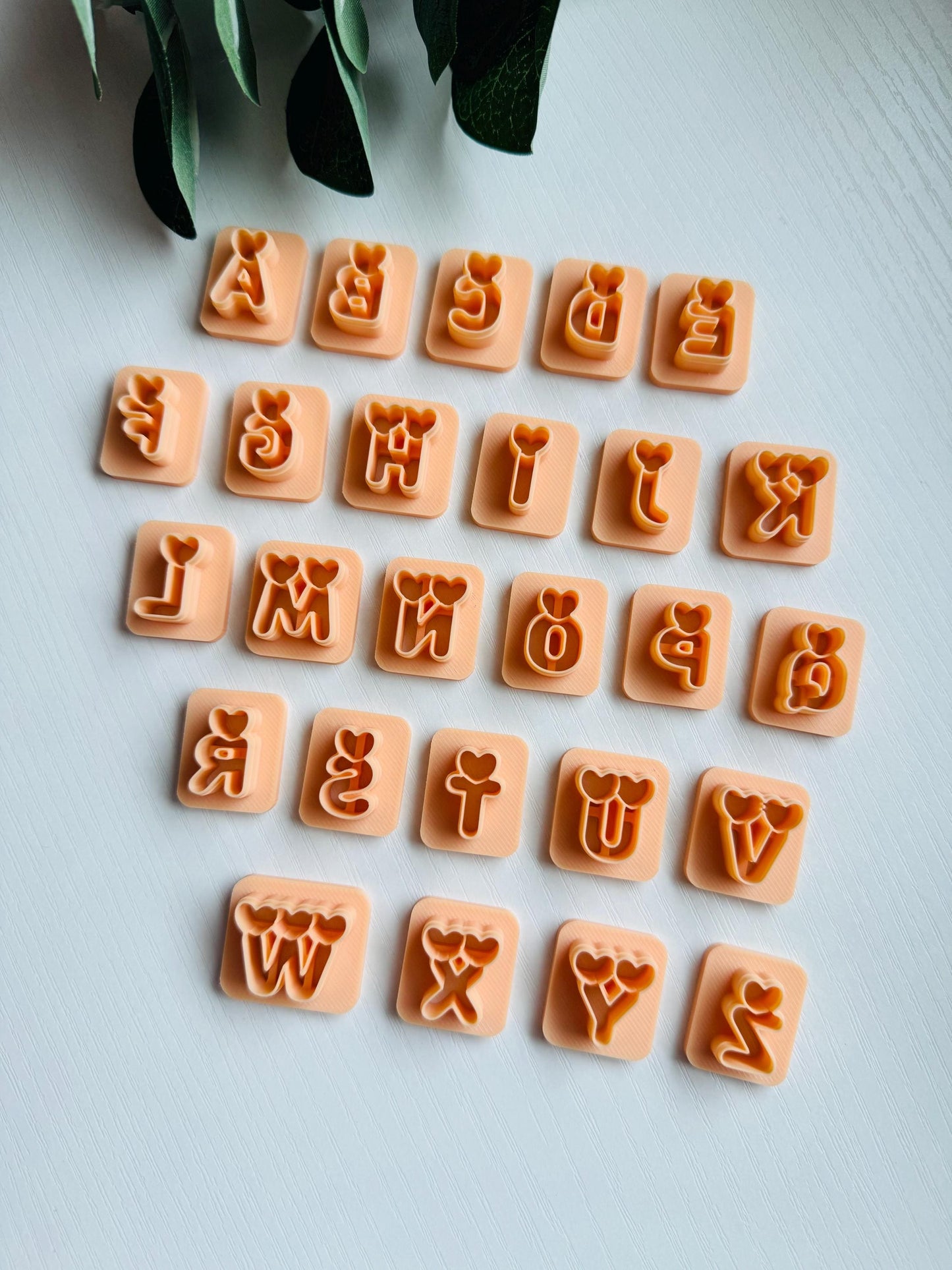 Valentines Alphabet with Hearts Polymer clay cutter