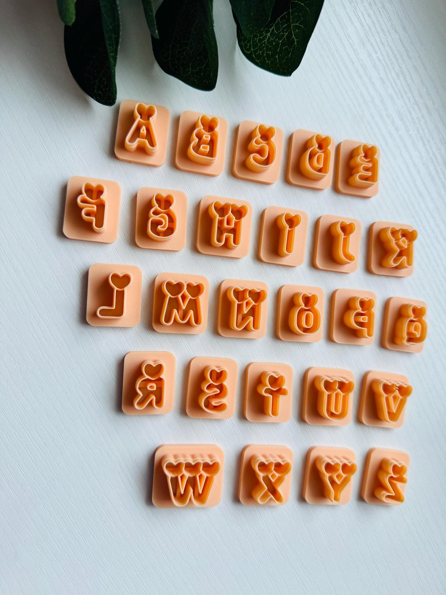 Valentines Alphabet with Hearts Polymer clay cutter