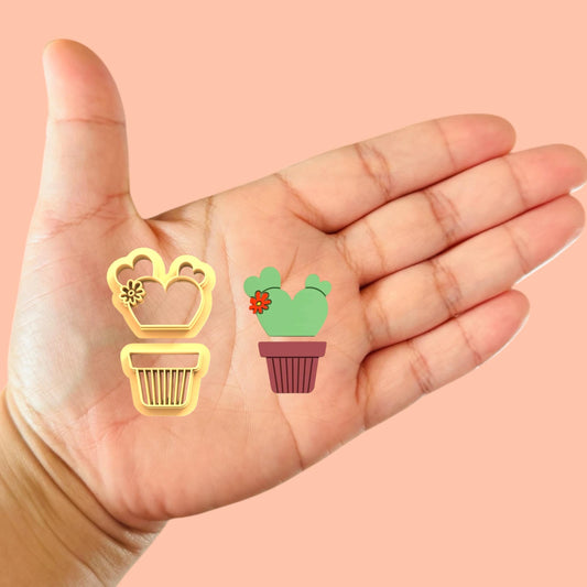 Valentines Cactus Pot Polymerclay cutter