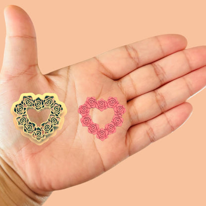 Outline Rose heart Clay cutter
