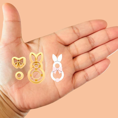 Easter Bunny with Ribbon B Polymer clay cutter