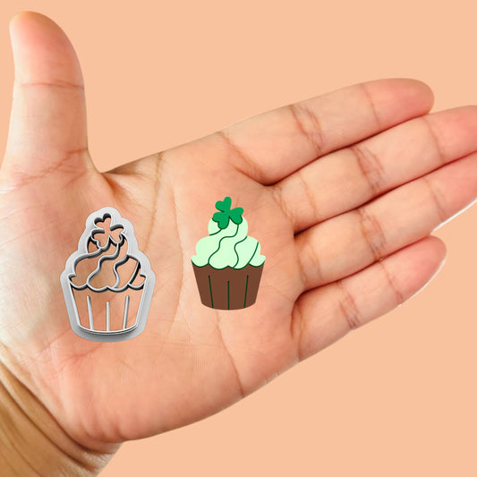 Cupcake With Clover Polymer clay cutter